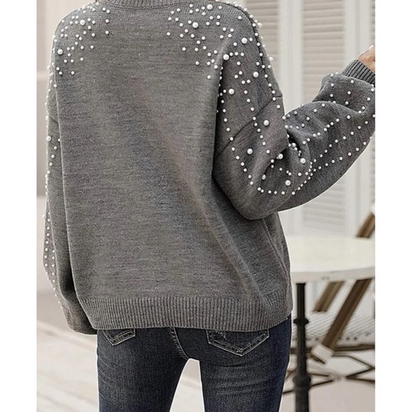 Blooming Jelly Pearl Sleeve Gray Sweater Blouse, NWT, XL - Picture 2 of 13